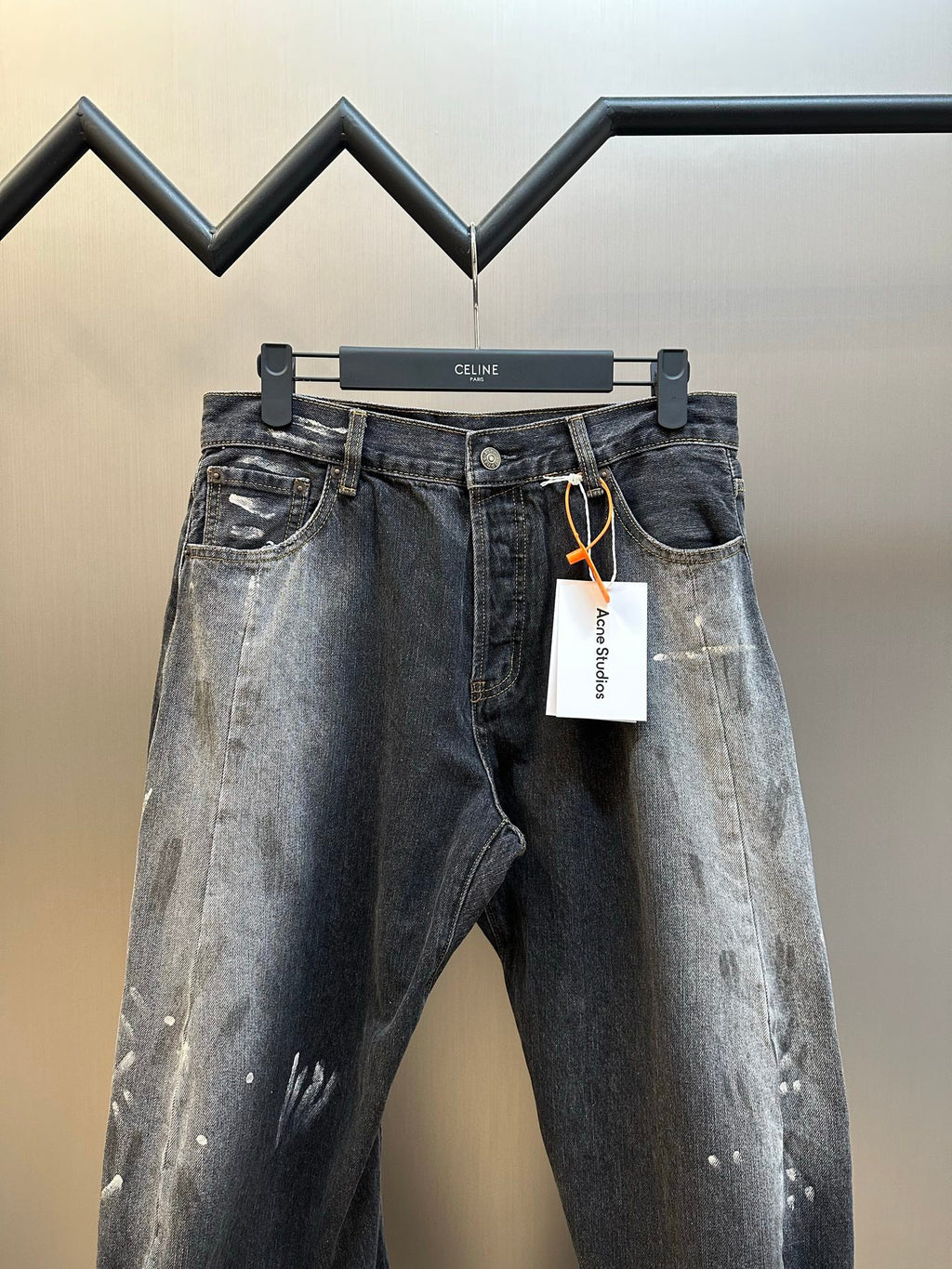 Acne Studios Paint‑Splash Vintage Washed Baggy Wide‑Leg Jeans