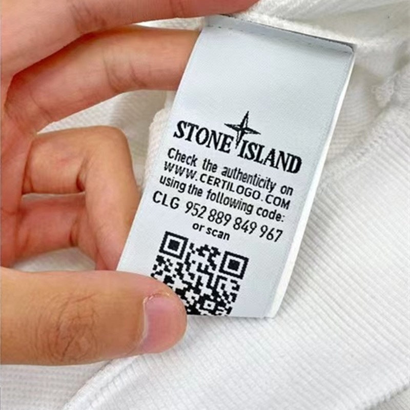 Stone Island Compass Print Crewneck Sweatshirt Men Winter Fleece Top