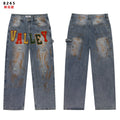 VALLEY Distressed Appliqué Cargo Jeans