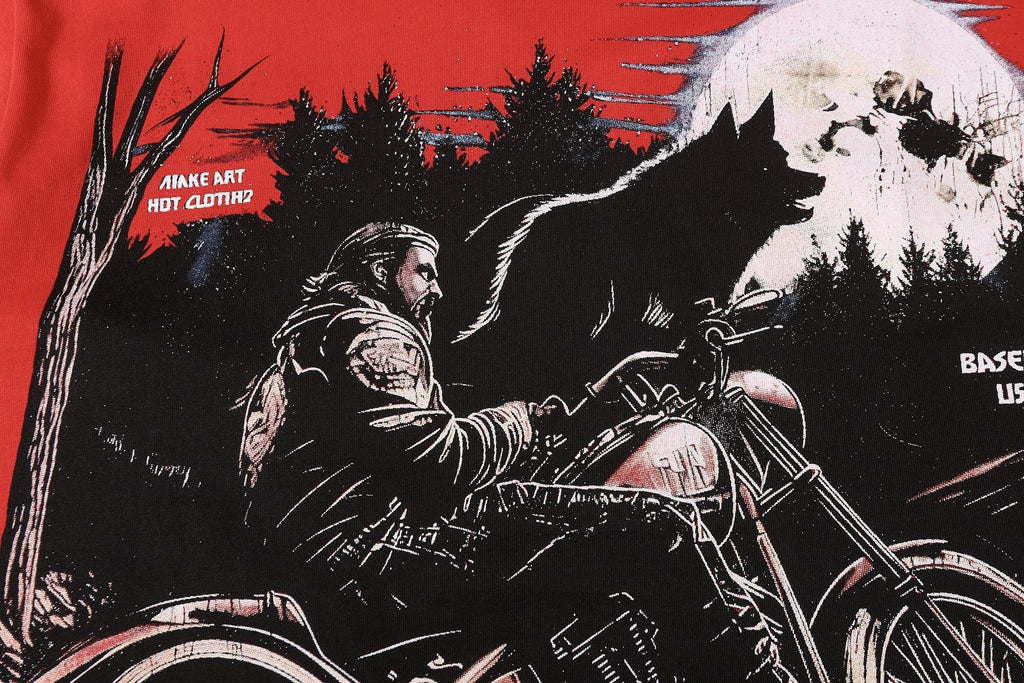 Godspeed Motorcycle Wolf Moon Graphic T-Shirt
