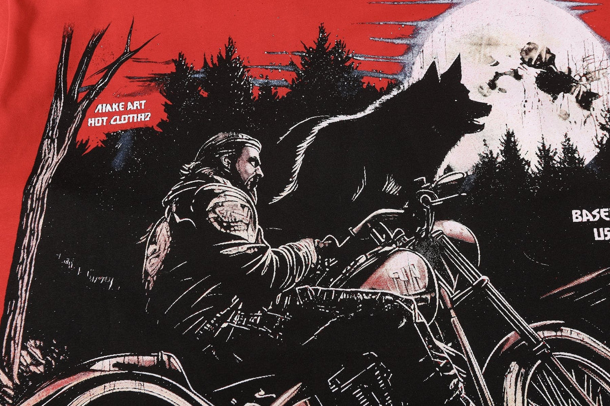Godspeed Motorcycle Wolf Moon Graphic T-Shirt